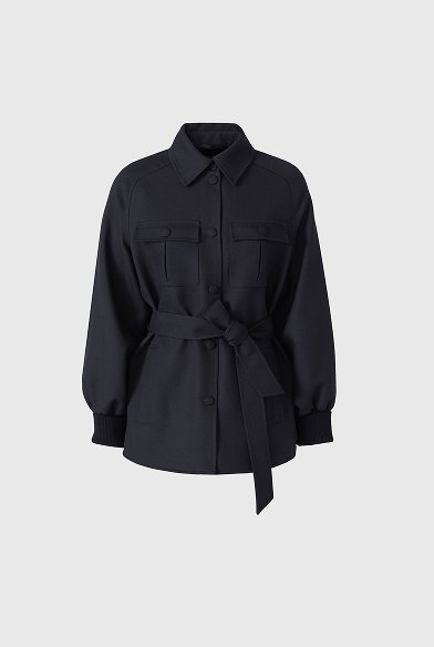 EUGENIA Wool Gabardine Jacket with Balloon Sleeve