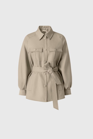 EUGENIA Wool Gabardine Jacket with Balloon Sleeve