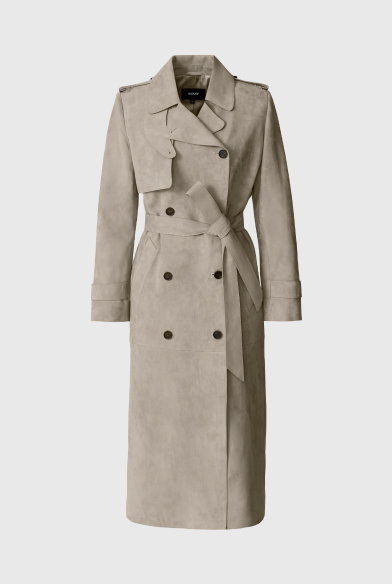 GAEL-SU Maxi Suede Trench Coat