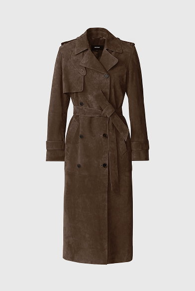 GAEL-SU Maxi Suede Trench Coat