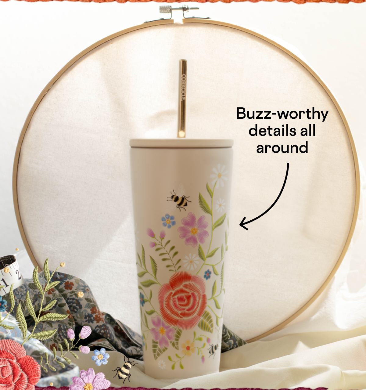 NEW Kitsch Stitch drinkware - featuring stunning "stitched" raised texture