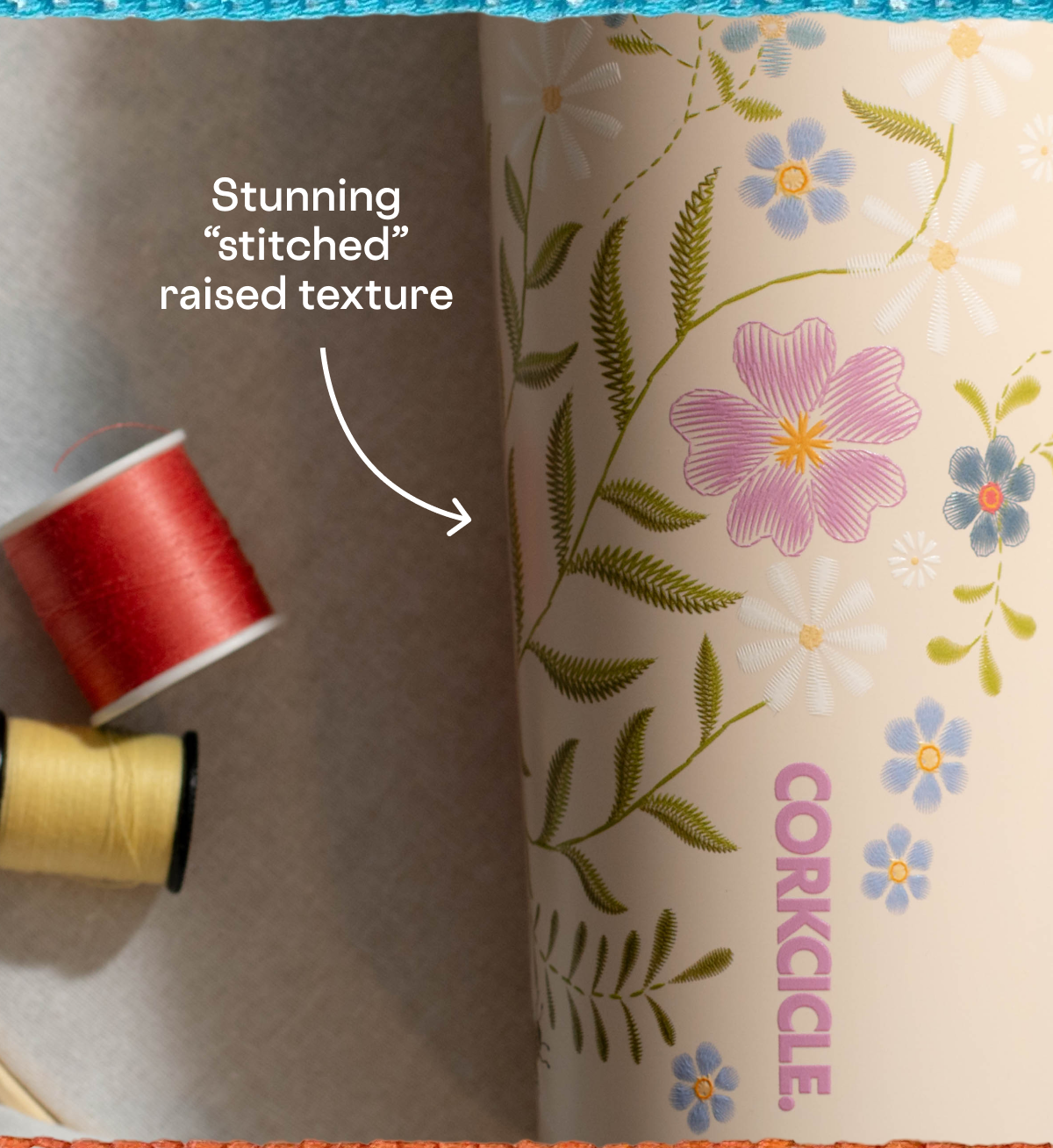 NEW Kitsch Stitch drinkware - featuring stunning "stitched" raised texture