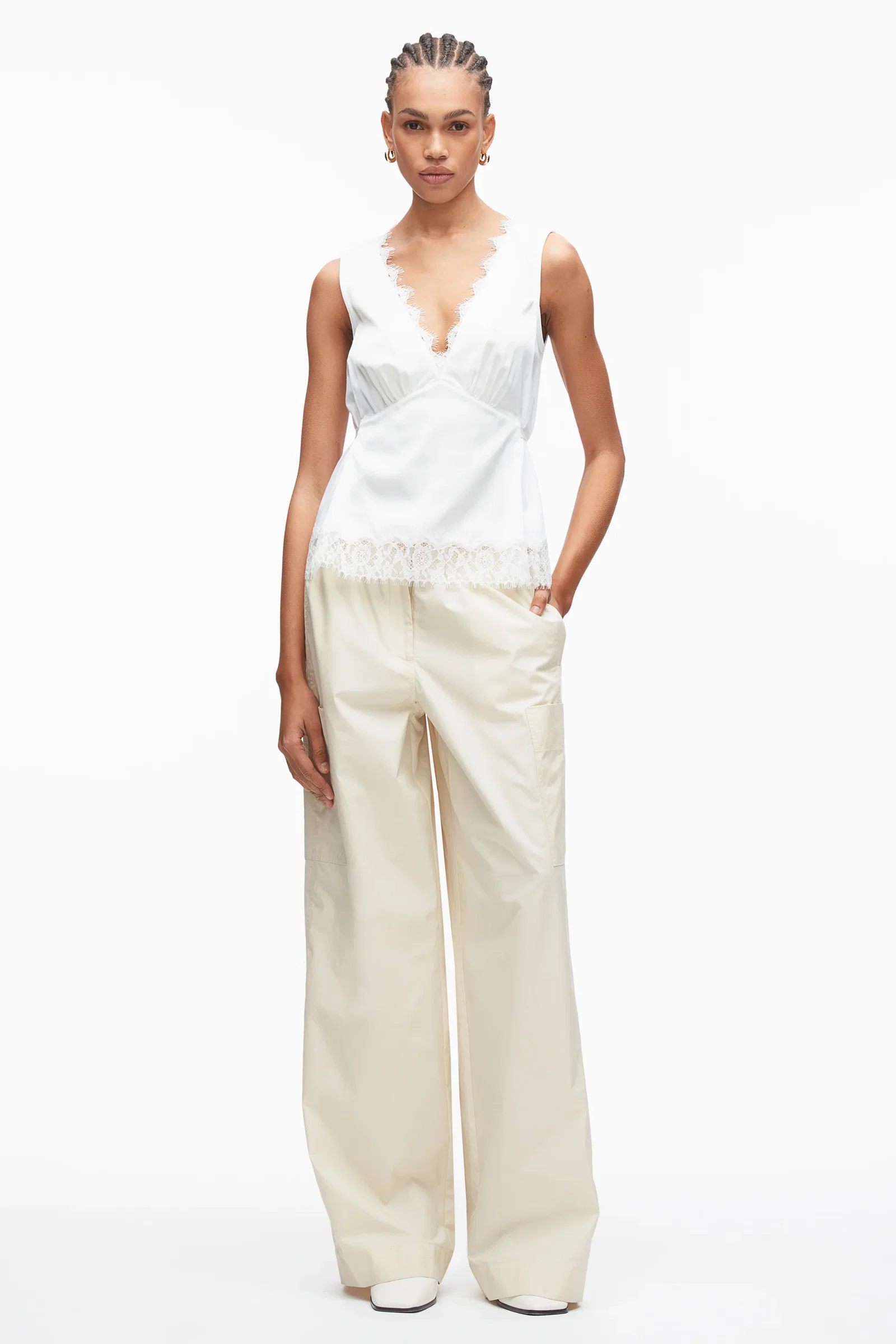 Image of Lace Trimmed Jersey Cami
