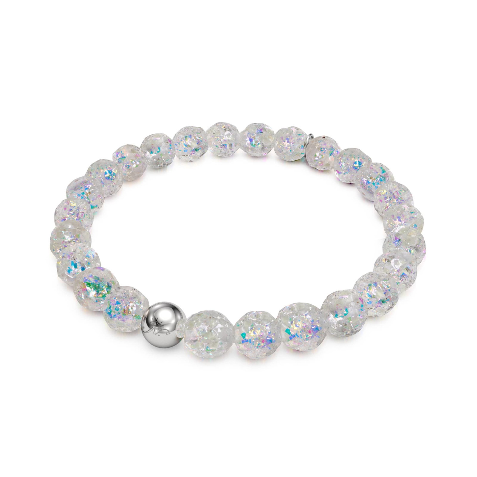 Image of NOGU Rainbow Ice | Firework Glass Ice Drop Bracelet in White Silver