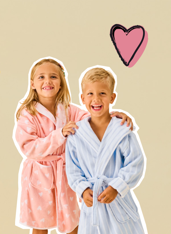 kids in bathrobes
