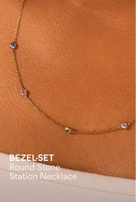 Bezel-Set Round Stone Station Necklace