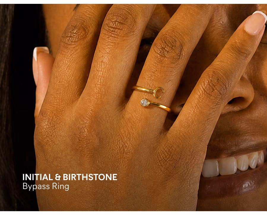 Initial and Birthstone Bypass Ring