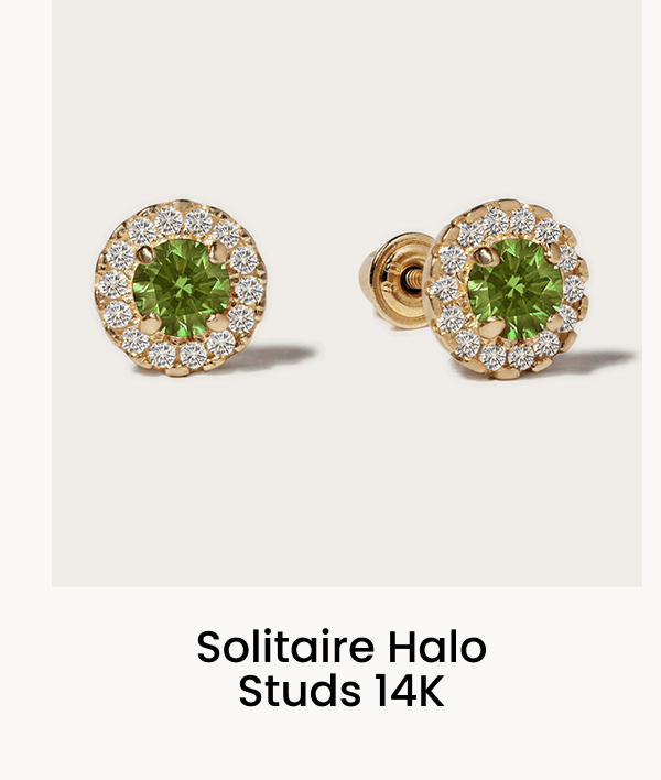 Solitaire Halo Studs 14K 