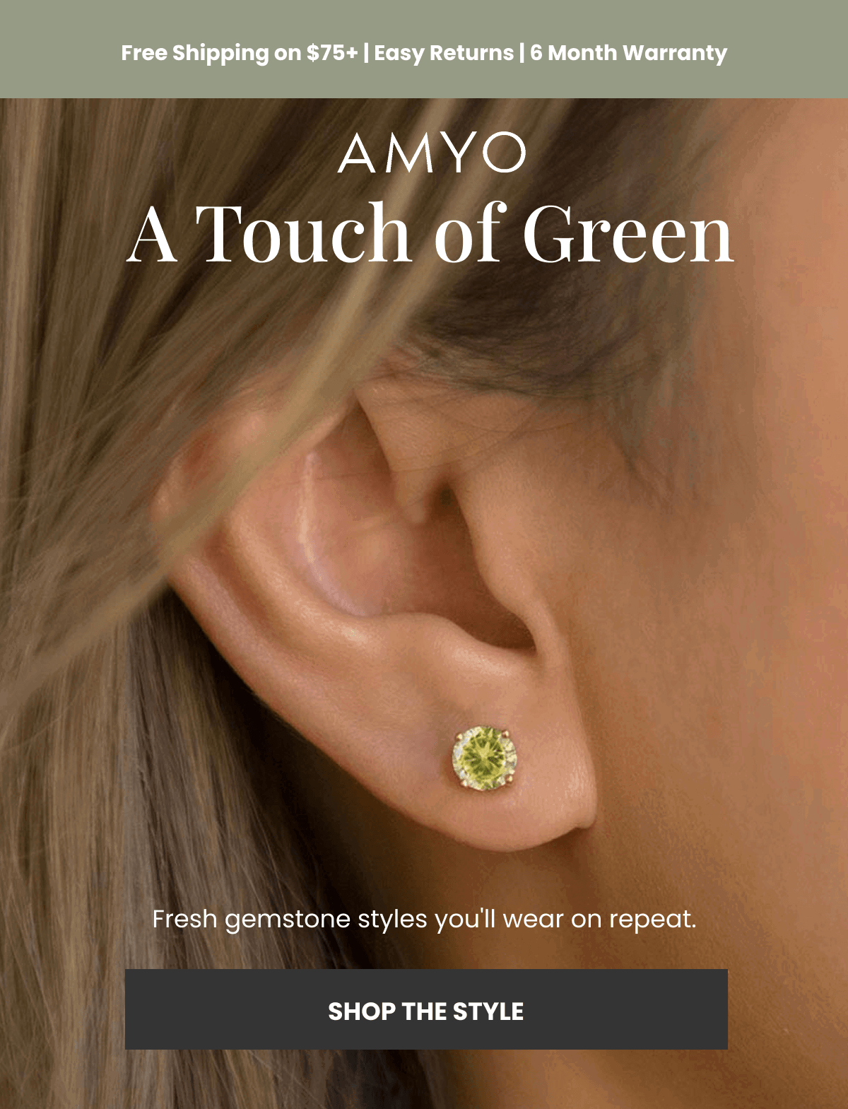 A Touch of Green Fresh gemstone styles you'll wear on repeat. (SHOP THE STYLE)