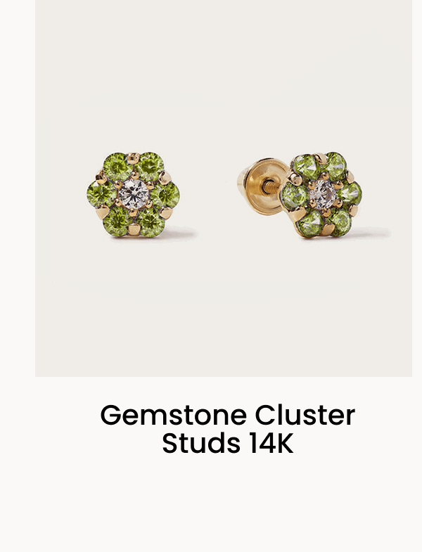 Gemstone Cluster Studs 14K