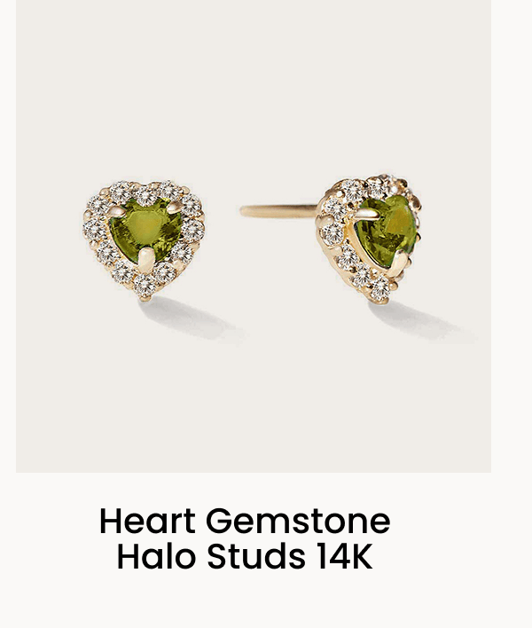 Heart Gemstone Halo Studs 14K