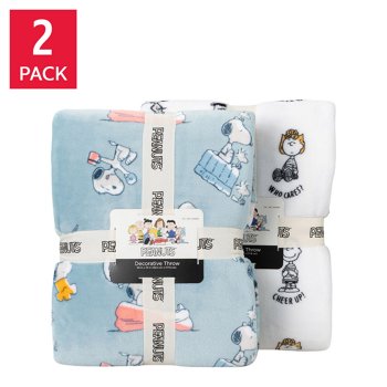 Peanuts Printed VelvetLoft Throw, 2-pack
