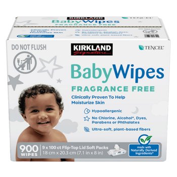 Kirkland Signature Baby Wipes Fragrance Free, 900-count