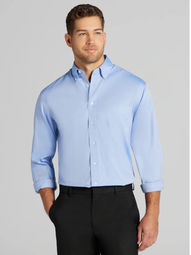 Traveler® Collection Traditional Fit Button-Down Collar Solid Dress Shirt