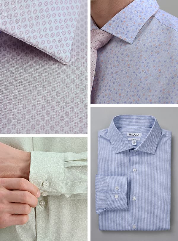 Several images show differen patterns of dress shirts