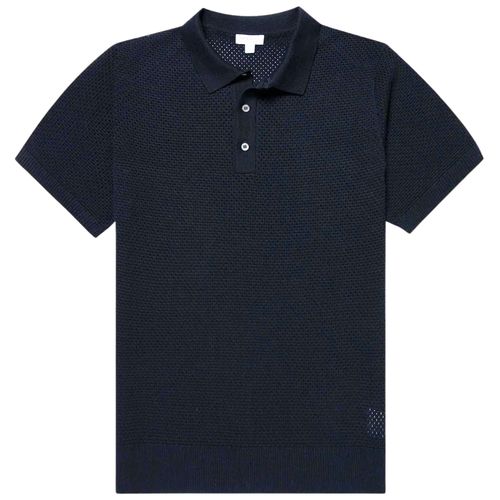 Sunspel Mesh Polo - Navy