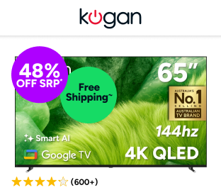 Kogan 65" QLED 4K 144Hz Smart AI Google TV Product Image