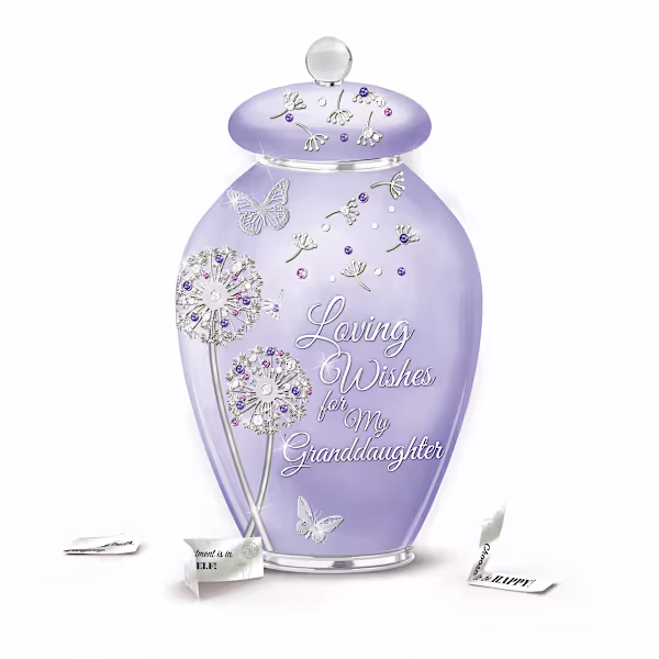 Limited-edition hand-glazed wish jar with genuine platinum accents and sparkling jewels