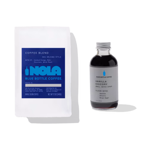 Image of coffee bag and bottle.
