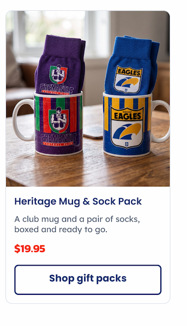A pair of heritage mug and sock packs sitting on a table