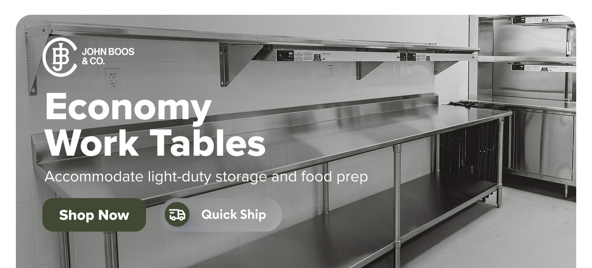 John Boos Stainless Steel Economy Work Tables - 18 Gauge
