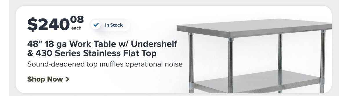 John Boos FBLG4824 48" 18 ga Work Table w/ Undershelf & 430 Series Stainless Flat Top