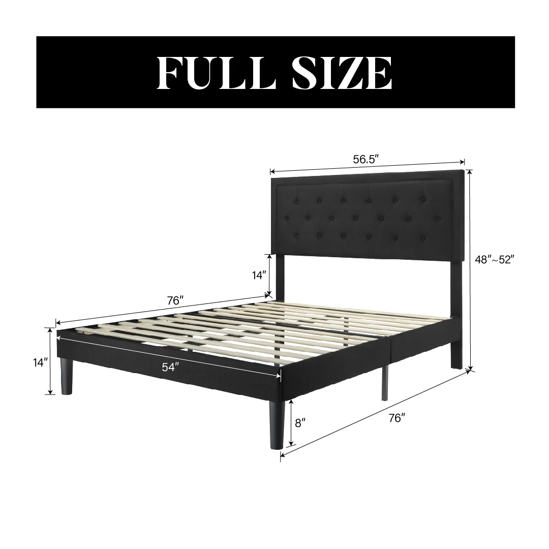 Hegg Tufted Upholstered Platform Bed with Wood Slats Headboard Included