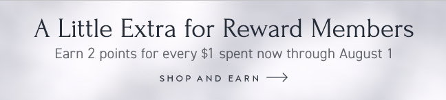 Reward Members Earn 2 points for every $1 spent through August 1
