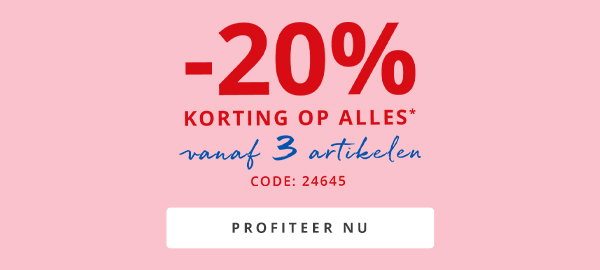 -20% korting op alles vanaf 3 artikelen