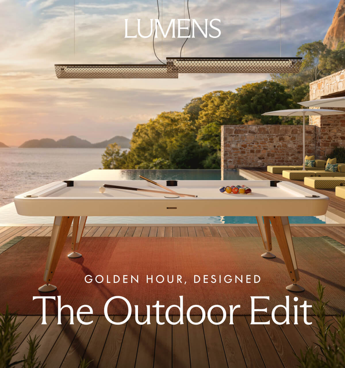 LUMENS. Golden hour, designed. The Outdoor Edit.