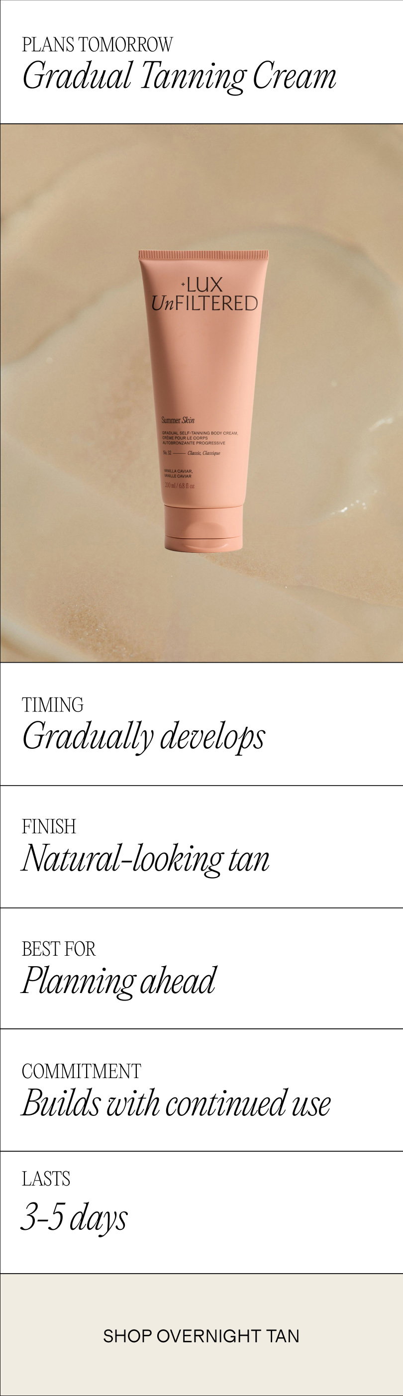 Shop The Overnight Tan