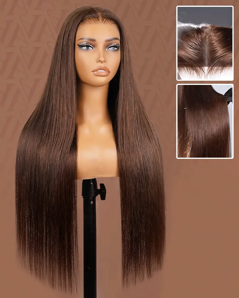 【Subscriber Deal】Arabella 13x6 Three-Go™ Chocolate Brown Glueless Wig Silky Straight With Drawstring 100% Human Hair Wig
