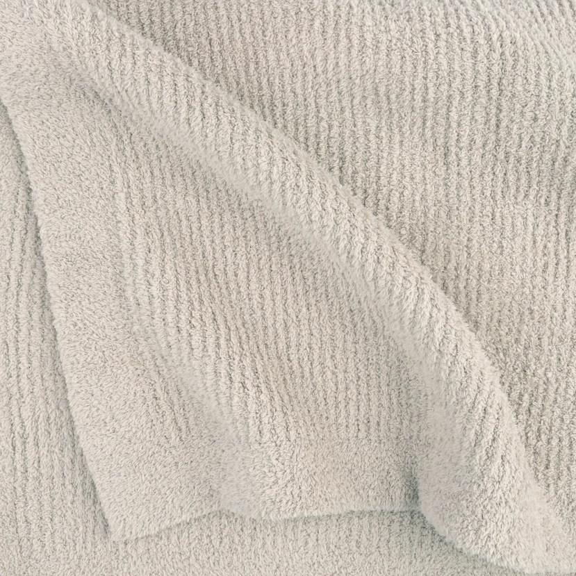 Close up of Soft Rib Throw in Dark Oatmeal