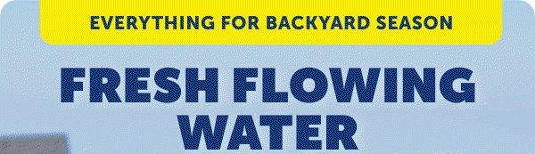 Everything for backyard season: fresh flowing water, safe space to roam, easy outdoor access, endless games of fetch