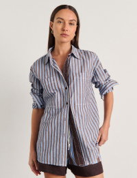 JAG Winona Stripe Shirt Blue Brown