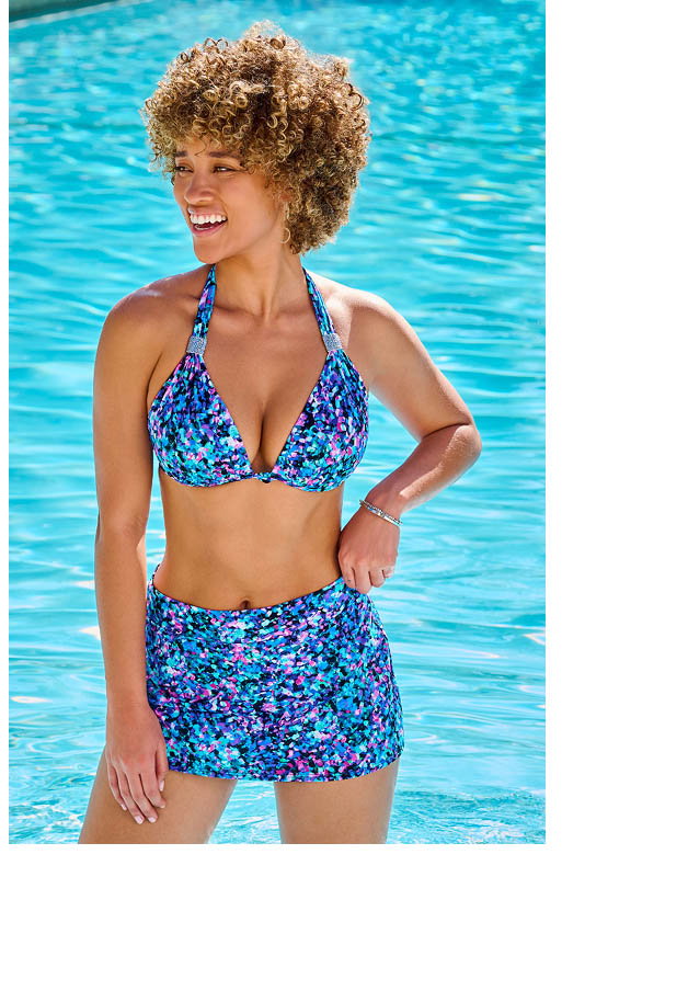 Goddess Push-Up Halter Top + Aruba Swim Bikini Skirt