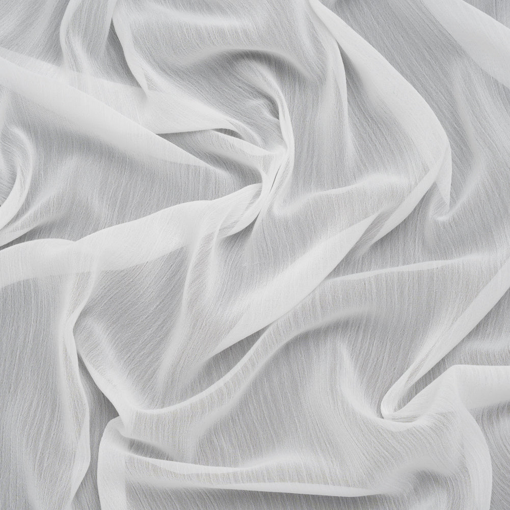 Image of Crinkled Polyester Chiffon - White - Designer Deadstock