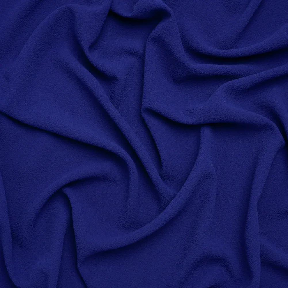 Image of Stretch Puckered Polyester Crepe - Cobalt Blue - Designer Deadstock