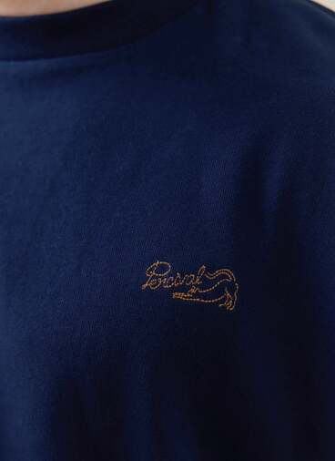 Clarke Oversized Embroidered T Shirt | Organic Cotton | Navy