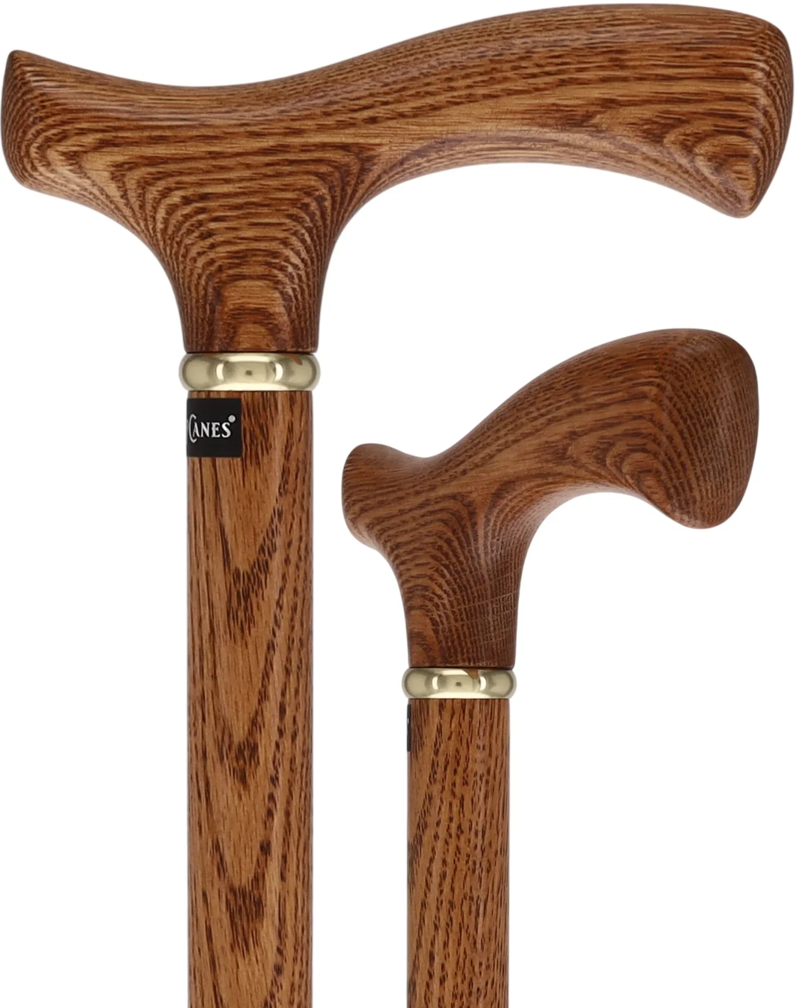 Image of Handcrafted Oak Fritz Cane: Elegant Gold Collar