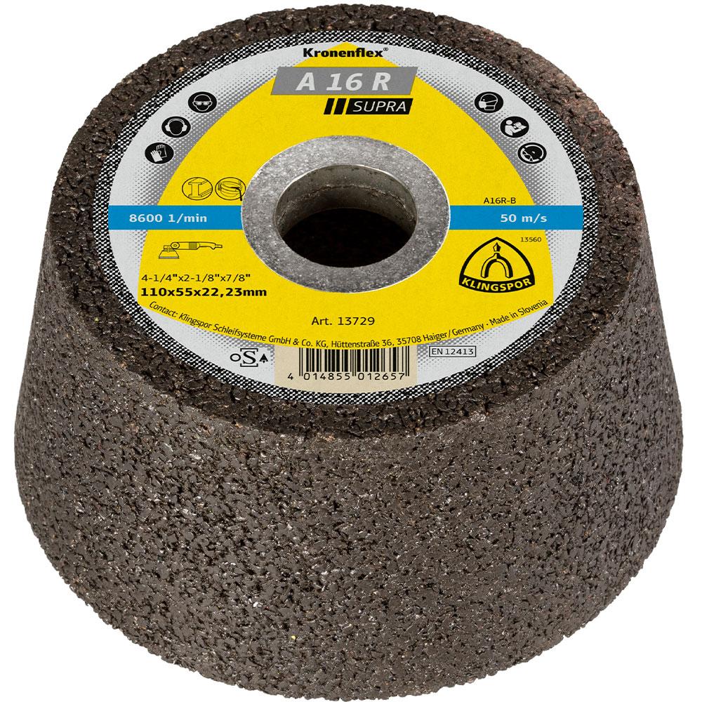 Schleiftopf A 16 R Supra - Ø 110 mm - Höhe 55 mm - Körnung sehr grob - Bohrung 22,23 mm - VE 6 Stück - Preis per VE