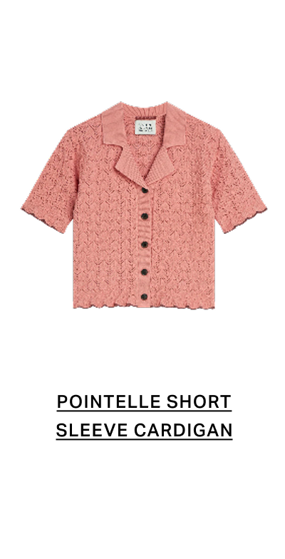 Pointelle Short Sleeve Cardigan