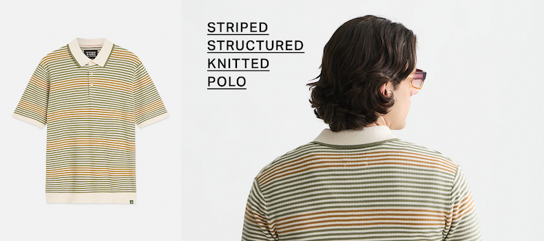 Striped Structured Knitted Regular-Fit Polo