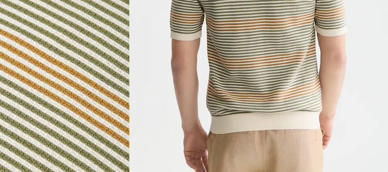 Striped Structured Knitted Regular-Fit Polo