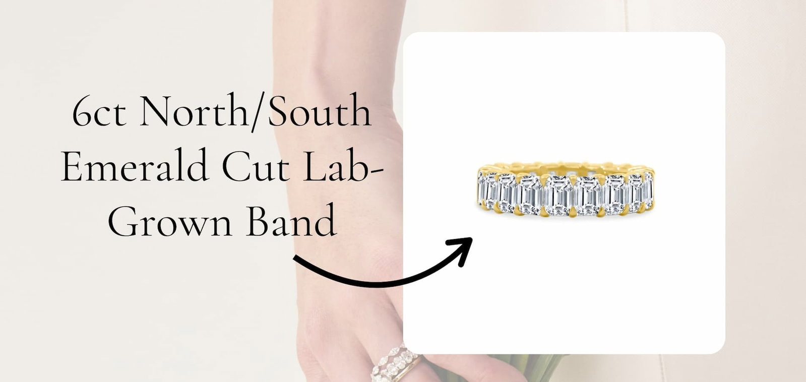 6ct North/South Emerald Cut Lab-Grown Diamond Band