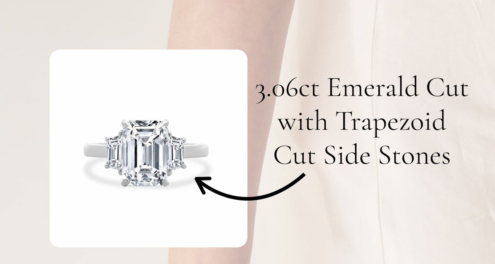 3.06ct Emerald Cut with Trapezoid Cut Side Stones