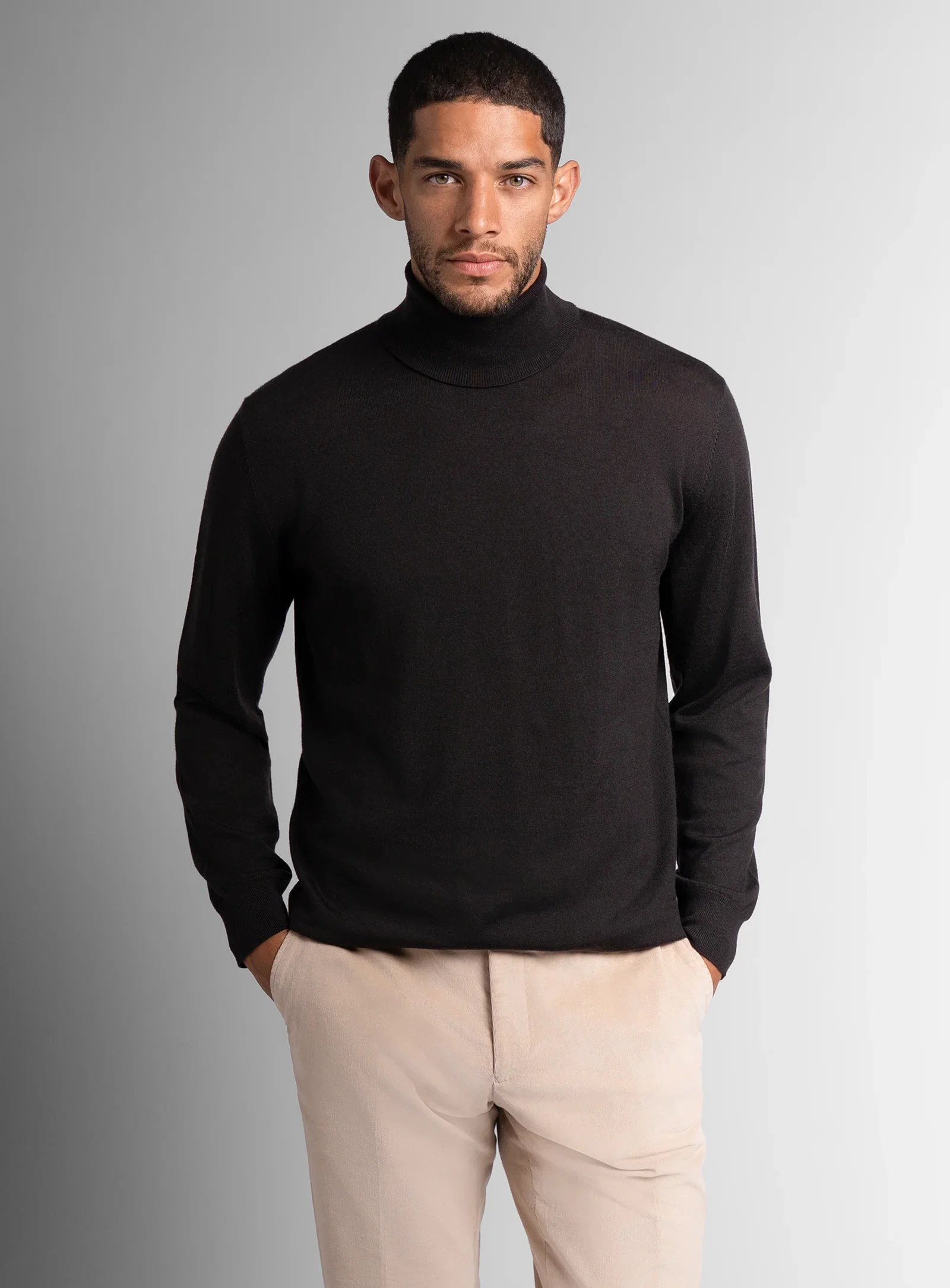 Image of Merino Wool Brown Turtleneck Knit