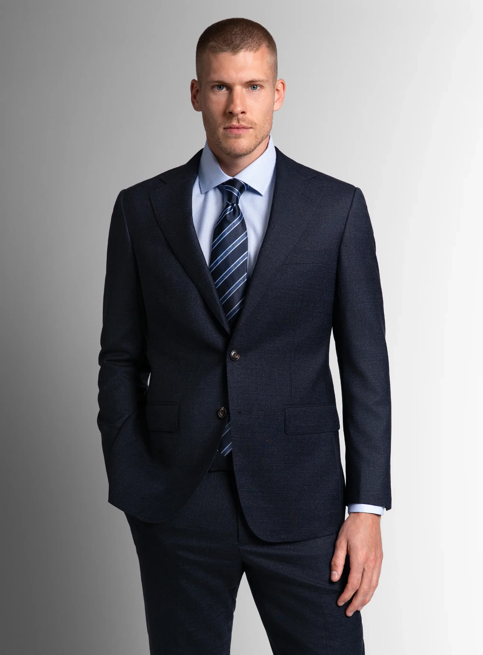 Image of Vincenzo Textured Navy Suit