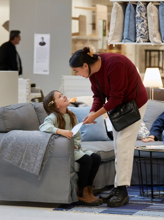 Person looking at an IKEA sofa