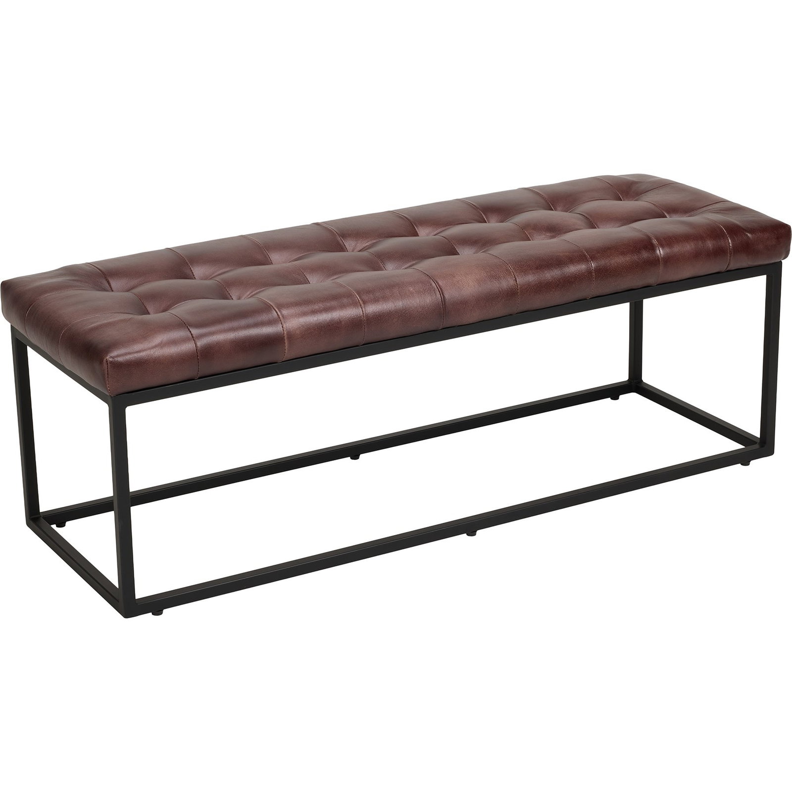 Jofran Genuine Buffalo Leather Accent Bench | Sienna/Gun Metal